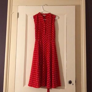 Red and white polka dot dress